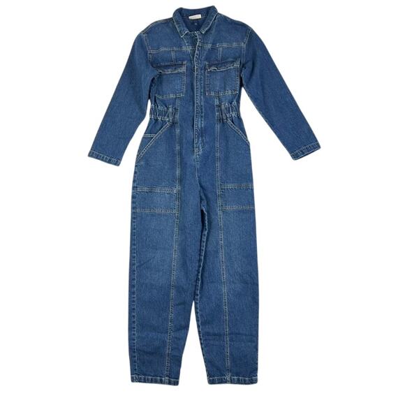 UNIVERSAL THREAD Jumpsuit Womens Size 6 Blue Denim Long Sleeve Pockets Collared - Picture 1 of 16